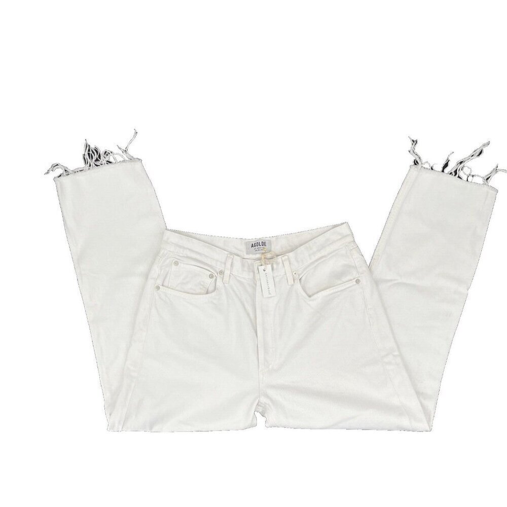 Agolde Riley‎ High Rise Straight Crop STRETCH Women's 29 in Sour Cream White
